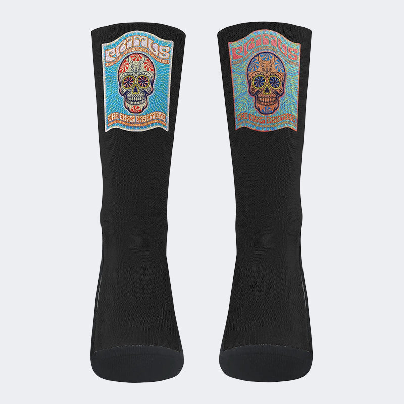 Unisex Skull Graffiti Art Print - Crew Socks