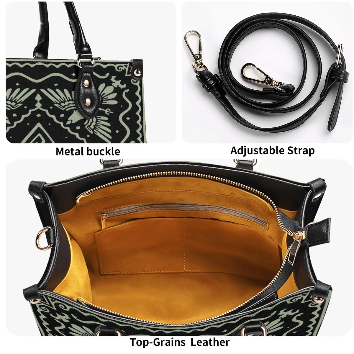 Light Green Eagle Totem - Leather Handbag