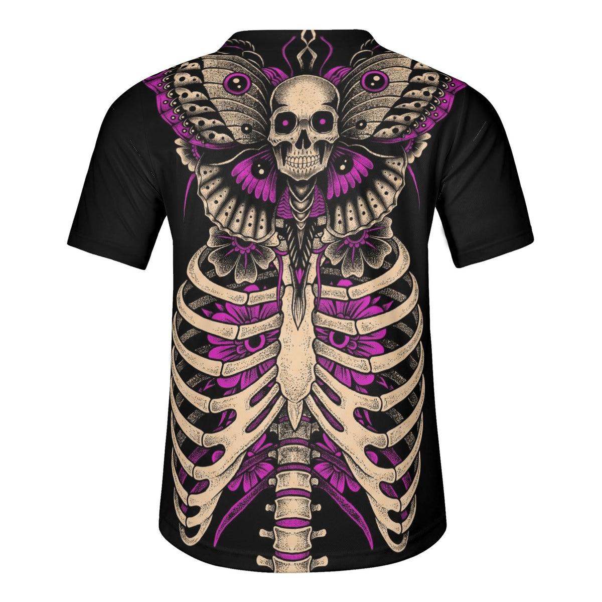 Dark Moth Skull - Men's Short Sleeve Baseball Jersey