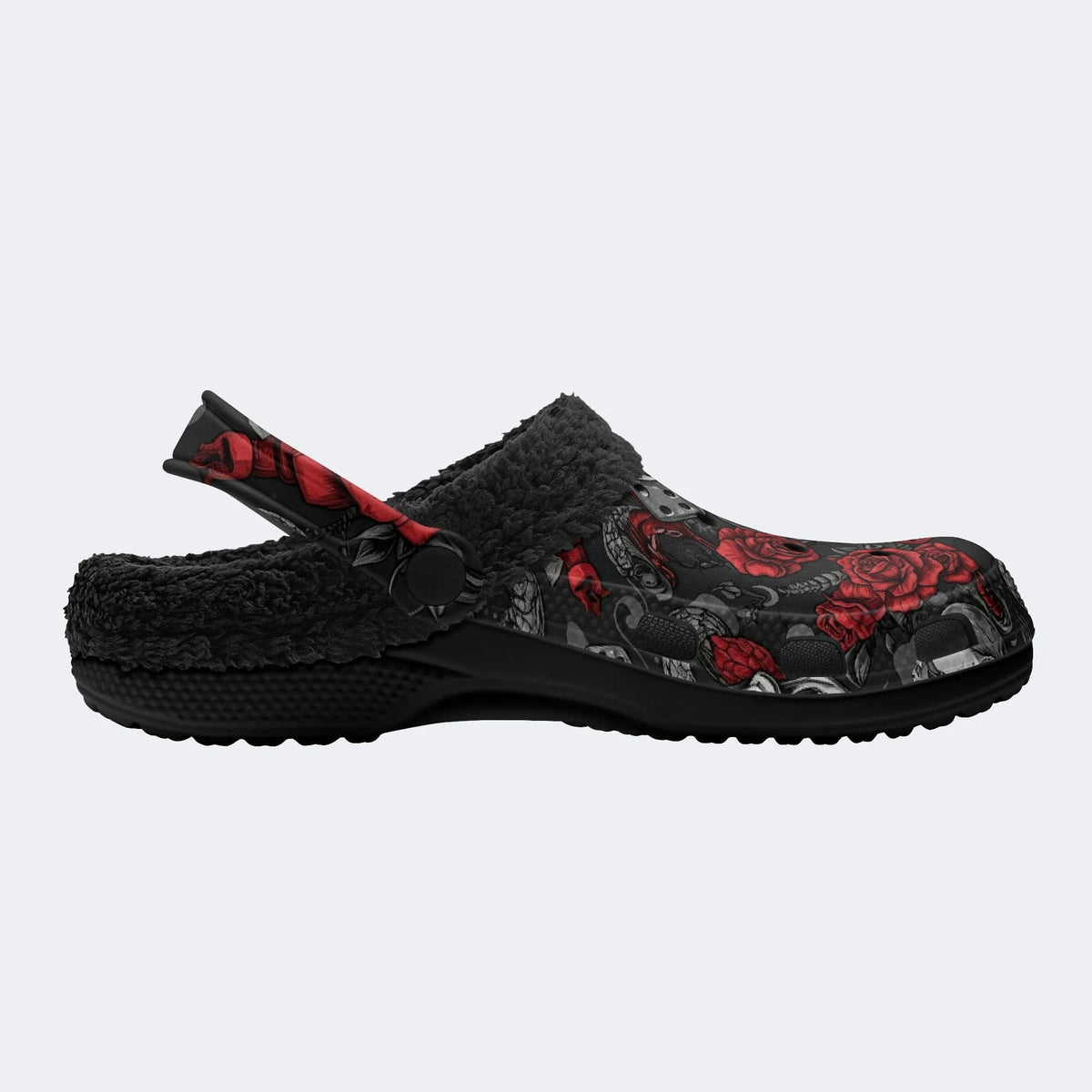Gothic Rose Snake Skull‑Fur Lined Slippers Sandals