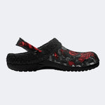 Gothic Rose Snake Skull‑Fur Lined Slippers Sandals