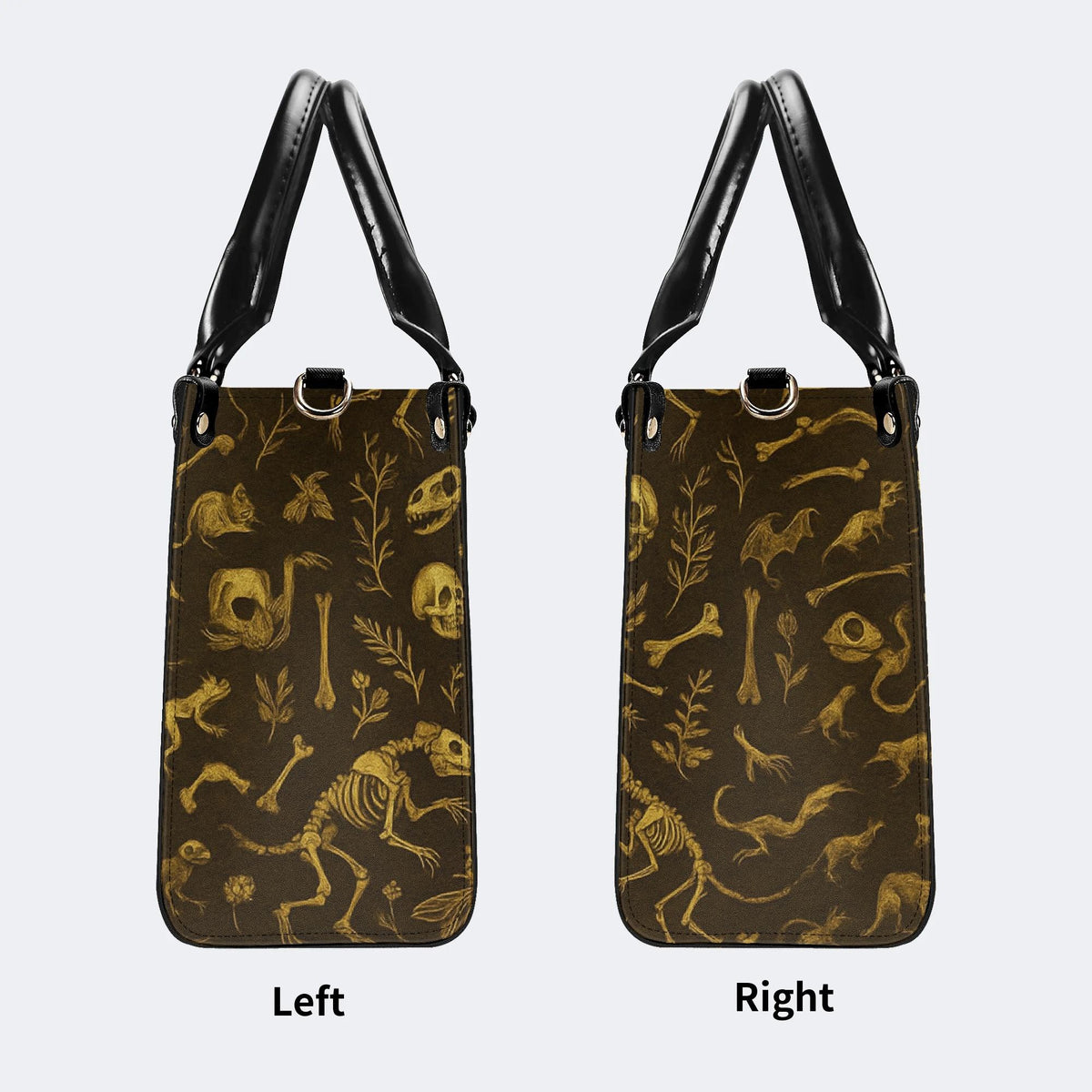 Death Moth And Animal Skeleton - Leather Handbag