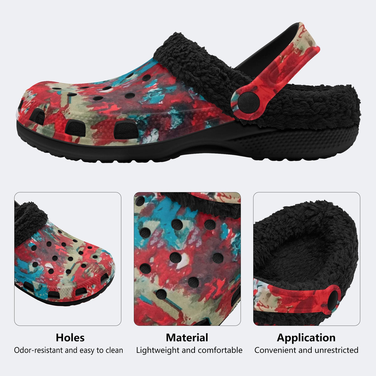 Unisex Ink Print - Fur Lined Slippers/Sandals