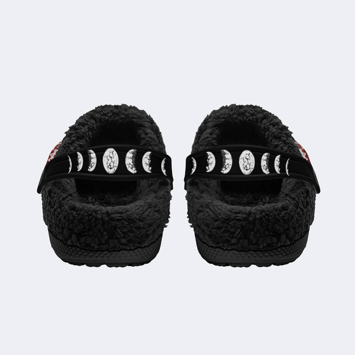 Skull Moth Print - Fur Lined Slippers/Sandals