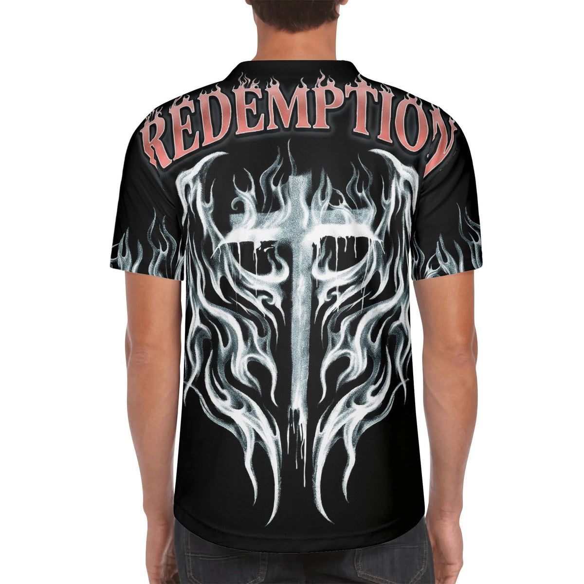 Flame Sinner Skulls - Men's Short Sleeve Baseball Jersey