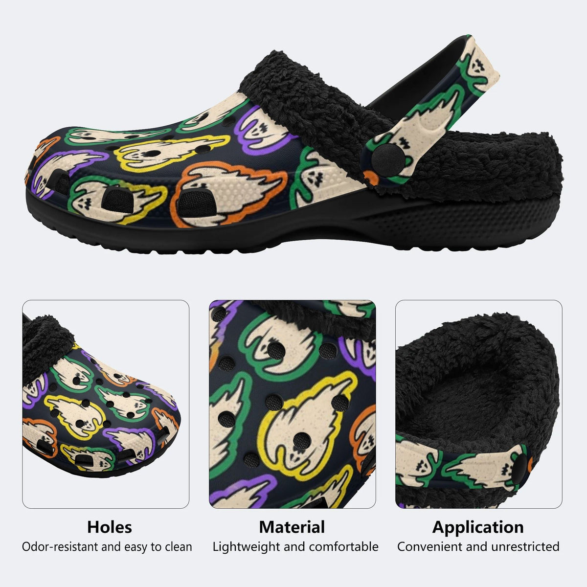 Spooky Color Ghost - Fur Lined Slippers/Sandals