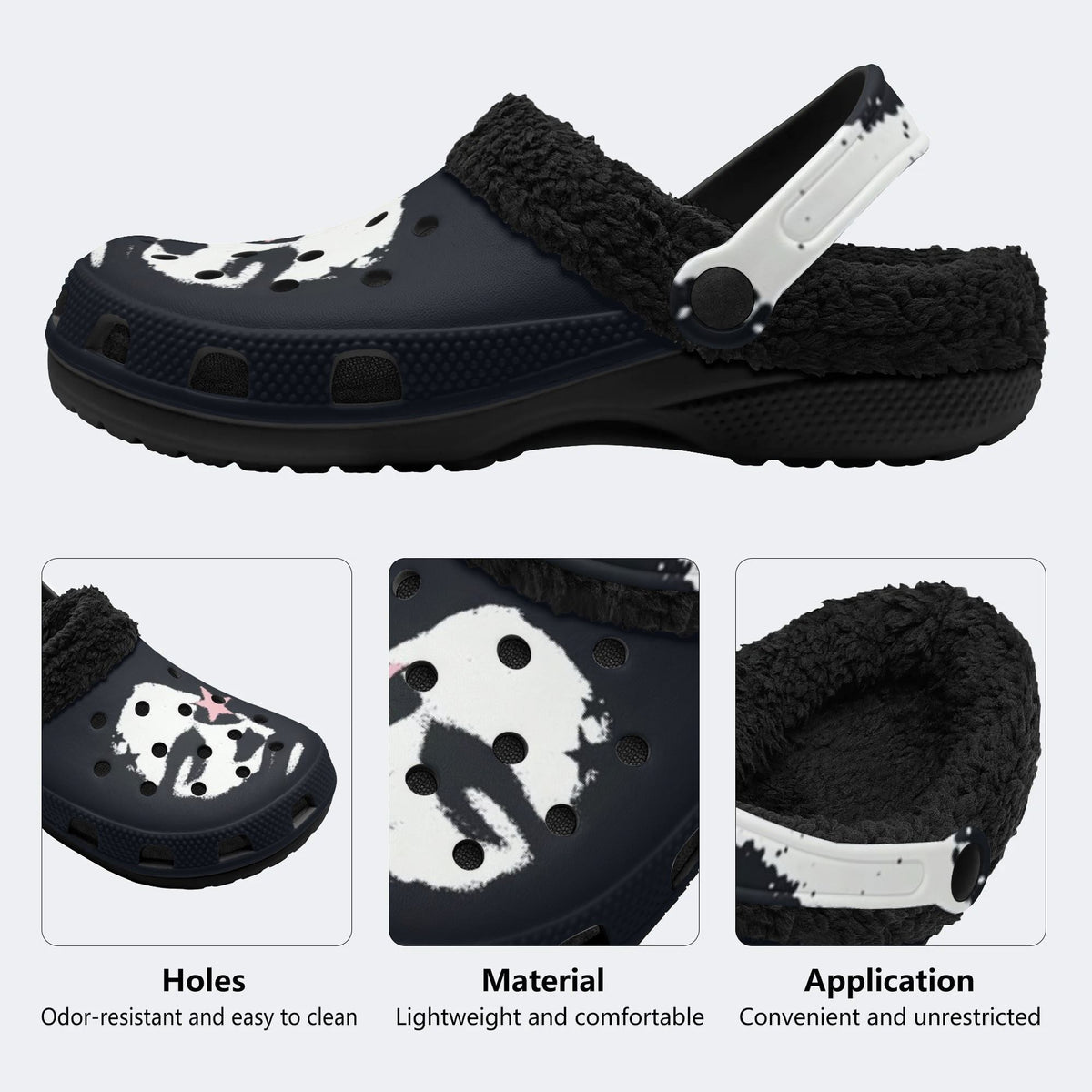 Dark Pink Star Skull - Fur Lined Slippers/Sandals