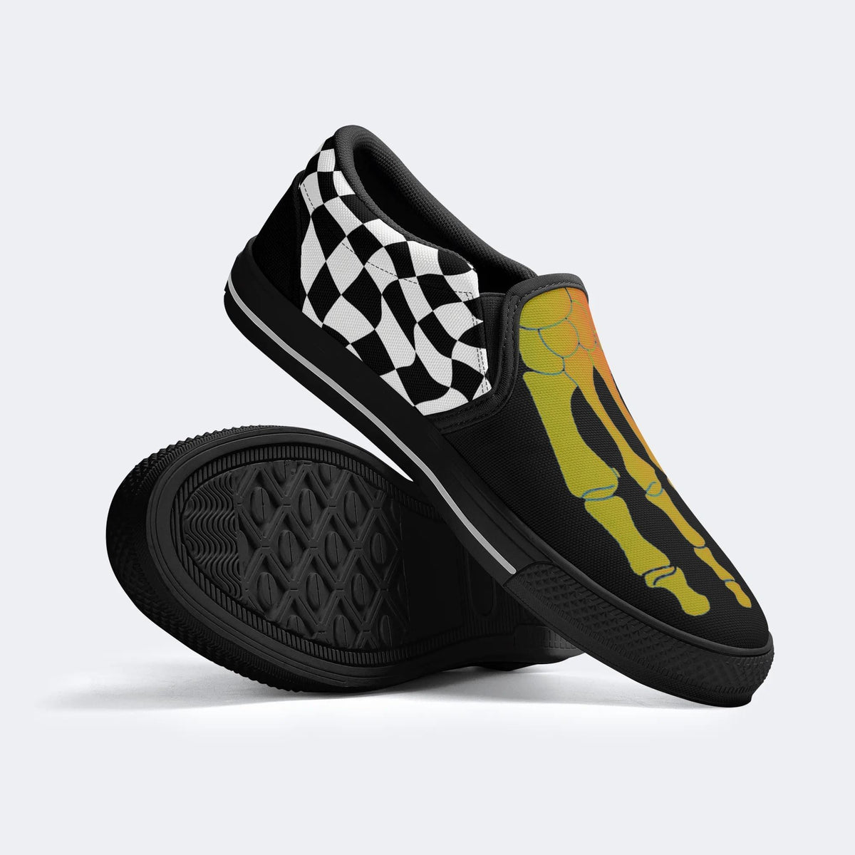 Yellow Gradient Skeleton Toes Skull - Slip On Shoes