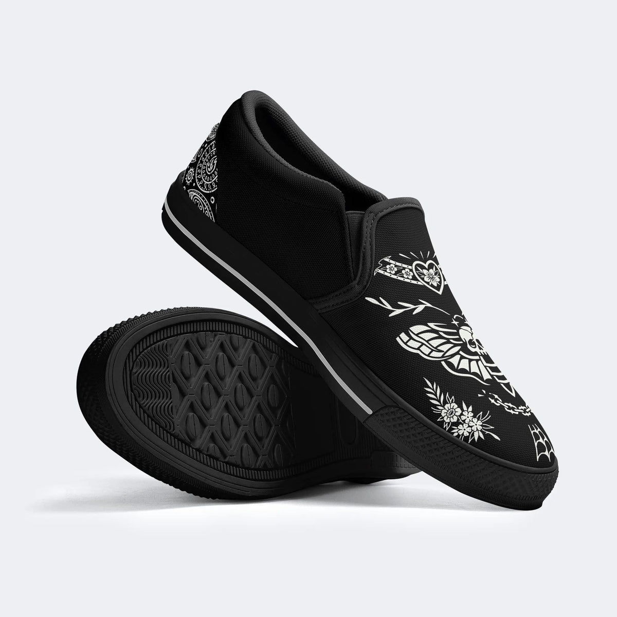 Death Moth Vintage Print - Slip On Shoes