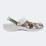 Unisex Skull Graffiti Art Print - Fur Lined Slippers/Sandals