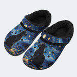 Van Gogh Black Cat - Fur Lined Slippers/Sandals