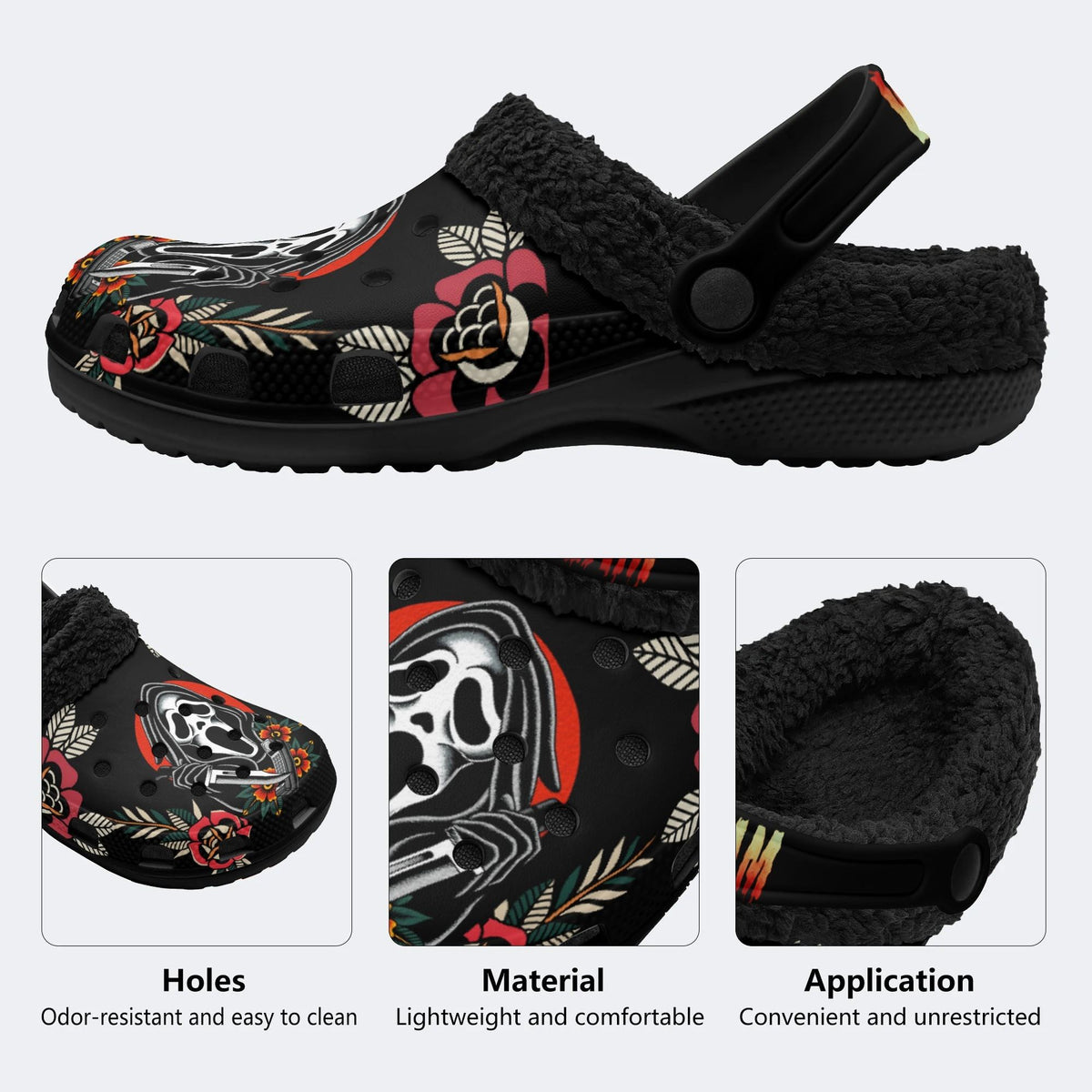 Halloween Scream Print - Fur Lined Slippers/Sandals