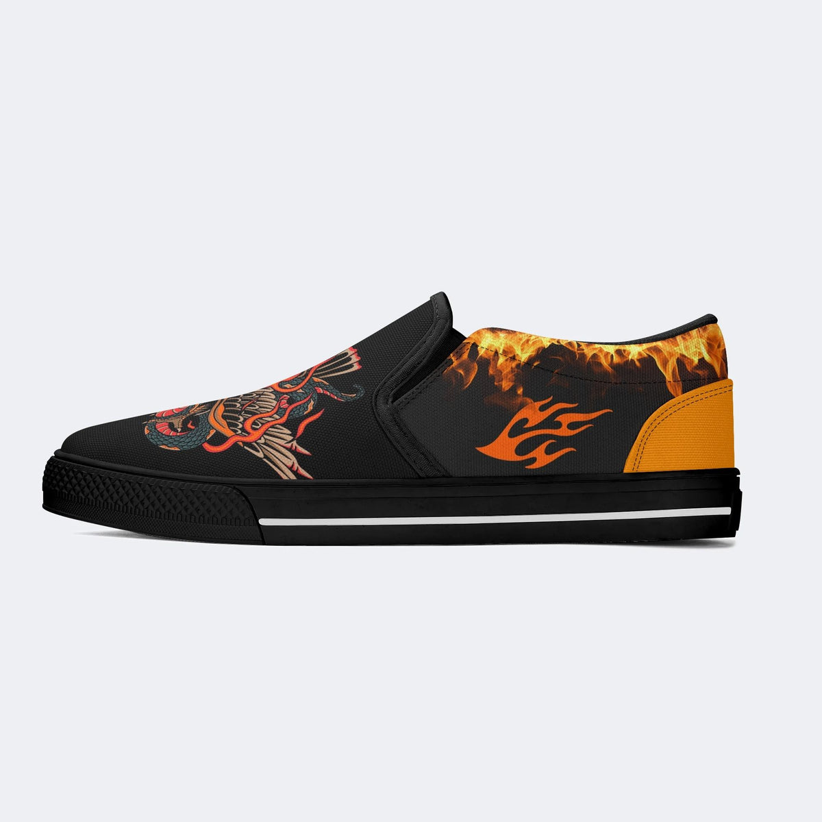 Old School Eagle & Snake Print - Slip On Shoes
