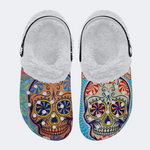 Unisex Skull Graffiti Art Print - Fur Lined Slippers/Sandals