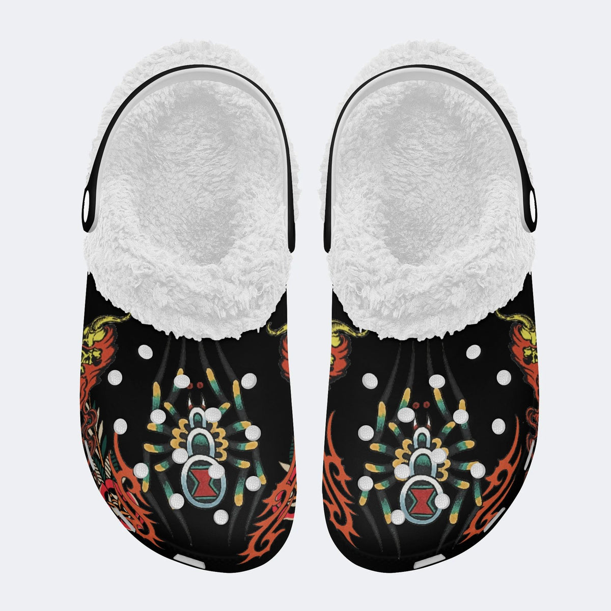 Spider Art Print - Fur Lined Slippers/Sandals