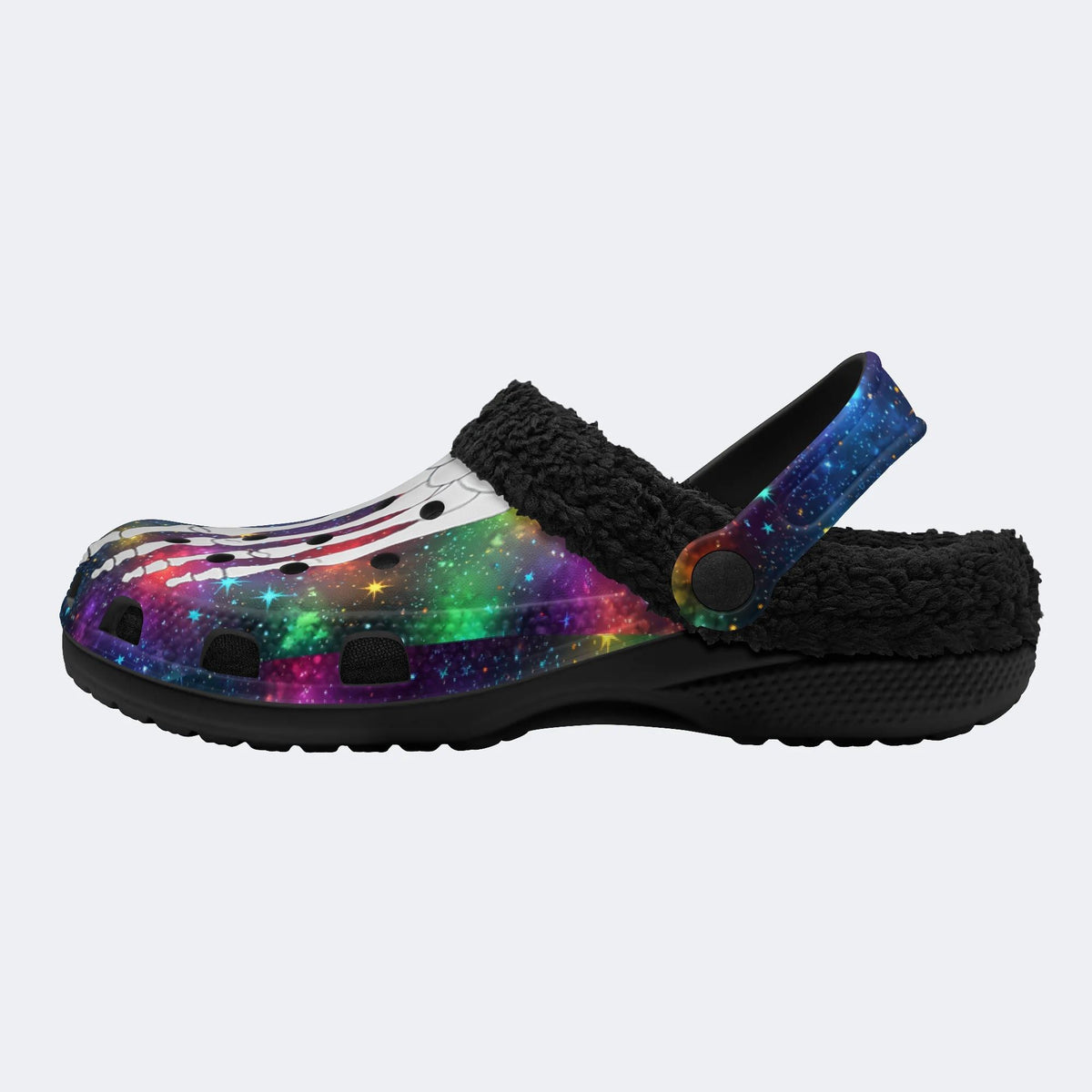 Cosmic Star Toe Bone Print - Fur Lined Slippers/Sandals