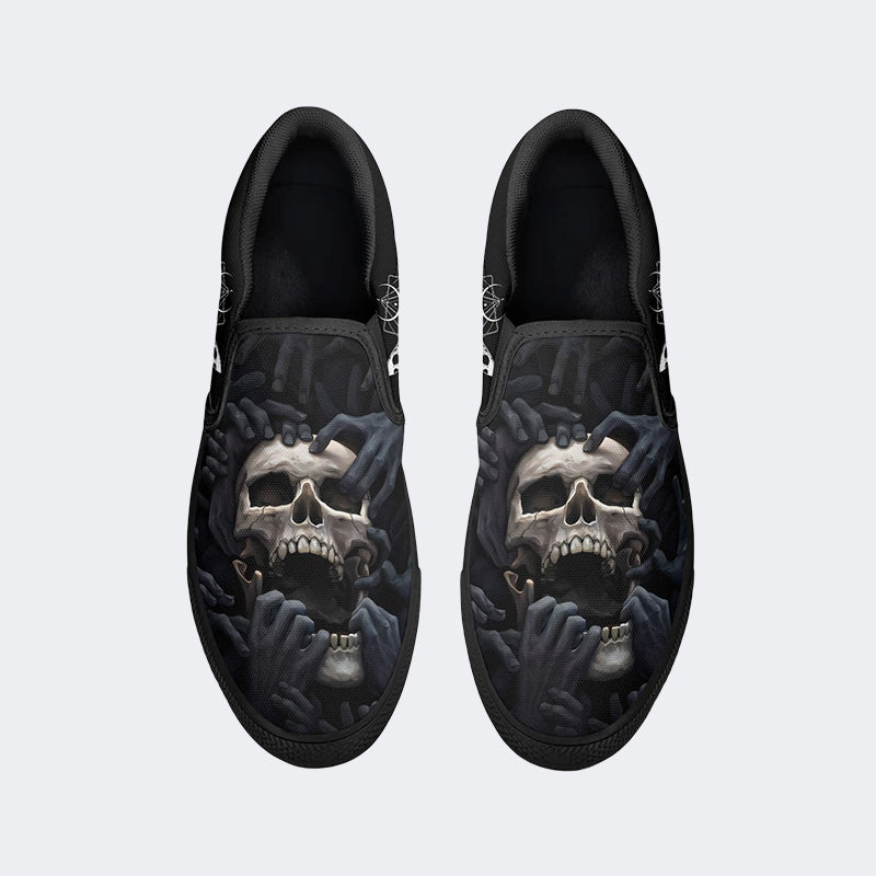 Unisex Skull Horror Print - Slip On Shoes