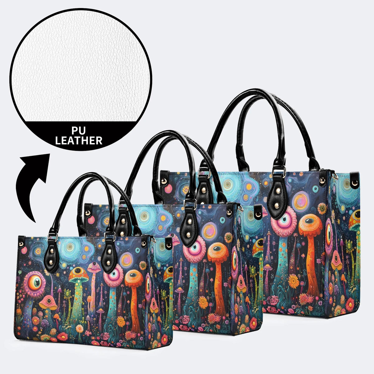 The World Of Mushrooms - Leather Handbag