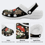 Lightning Umbrella Eyes Print - Fur Lined Slippers/Sandals