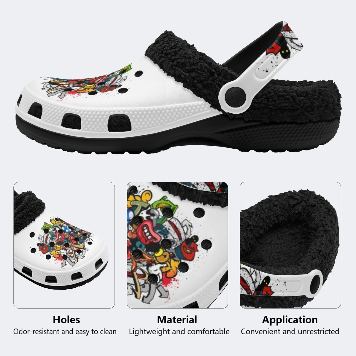 Wild Letter Graffiti - Fur Lined Slippers/Sandals