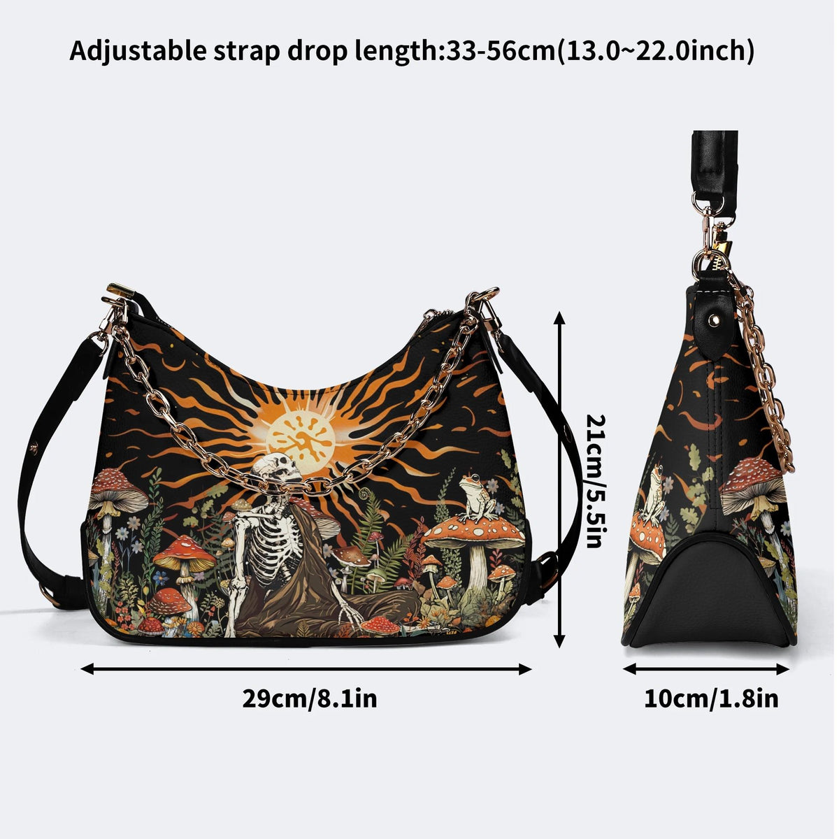 Sun Over The Mushroom Bush - Leather Crossbody Bag