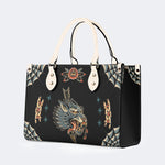 Wolf Vintage Print - Leather Handbag