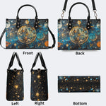 Mystical Astrological Symbols Print - Leather Handbag