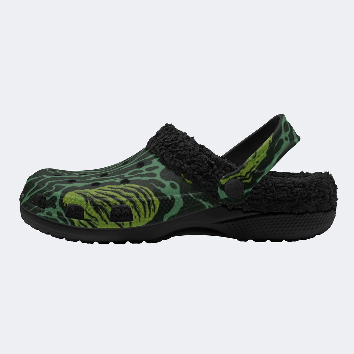 Green Zombie Swirl - Fur Lined Slippers/Sandals