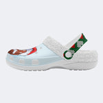 Santa Hat Football Print - Fur Lined Slippers/Sandals