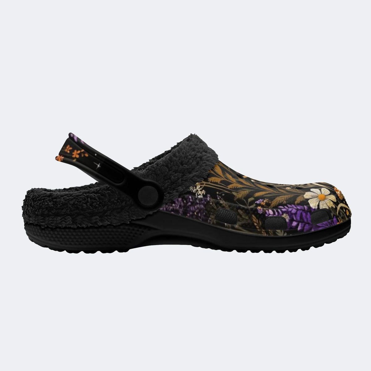 Gothic Dark Forest Floral - Fur Lined Slippers/Sandals