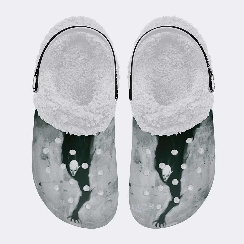 Unisex Retro Terror Advance Print - Fur Lined Slippers/Sandals