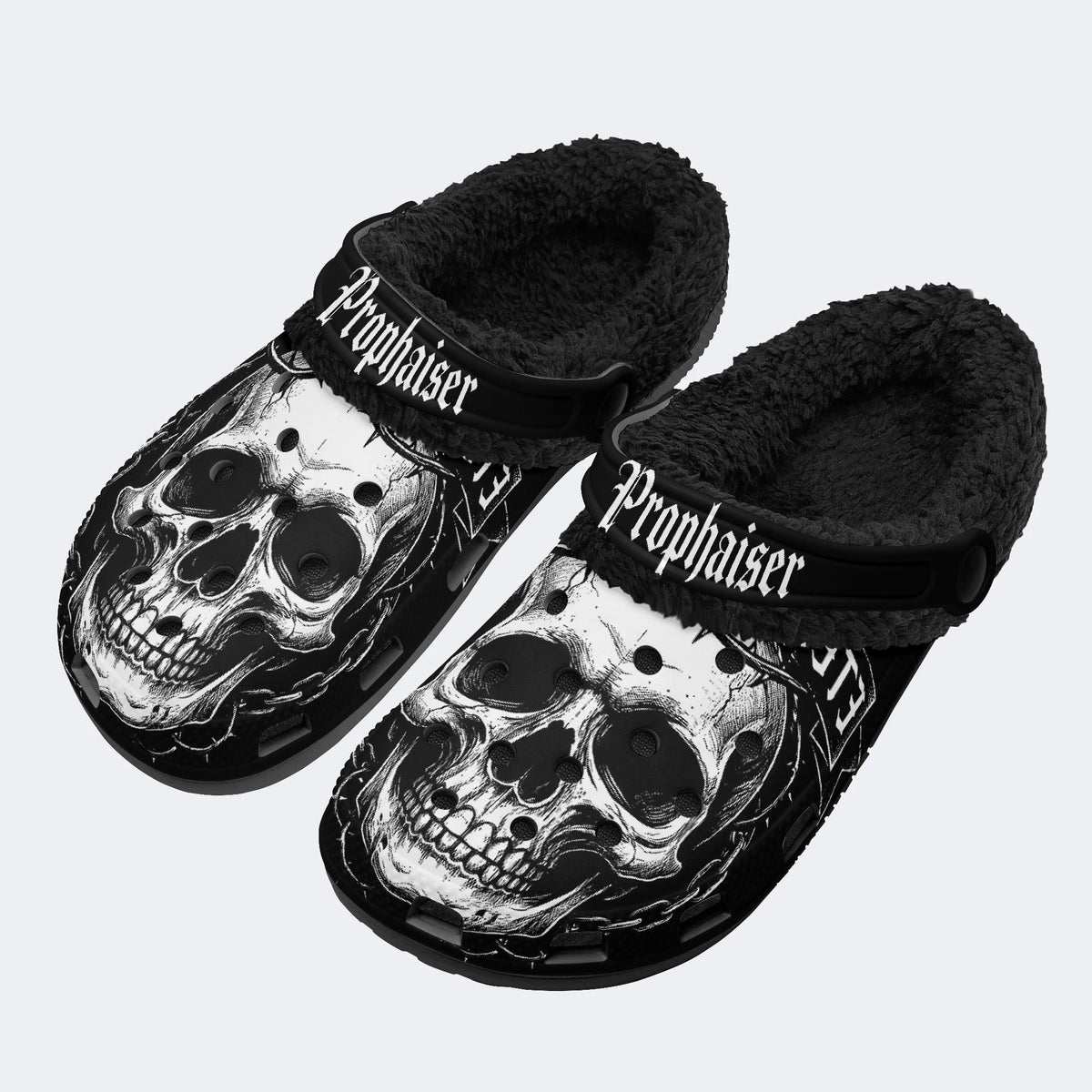 Gothic Skull Chain Thorn Prophesier‑Fur Lined Slippers/Sandals