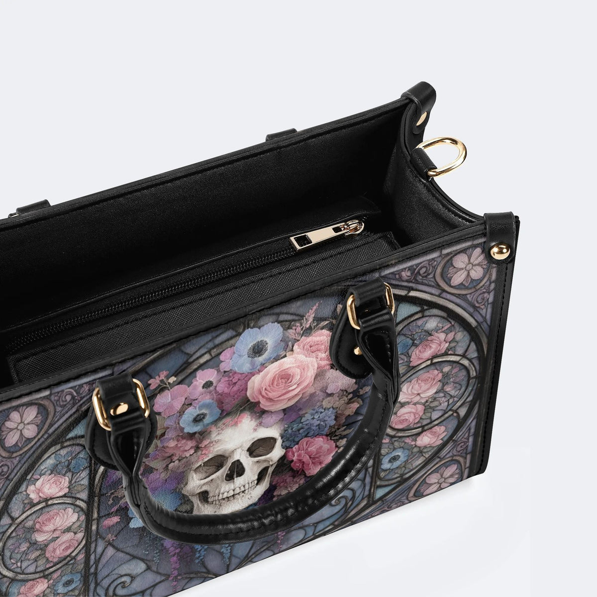 Rose Skull Glass Print Handbag Factory Direct Sales