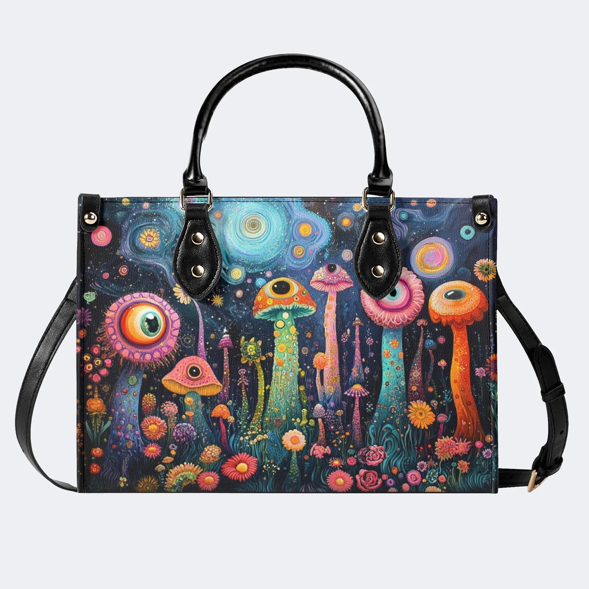 The World Of Mushrooms - Leather Handbag