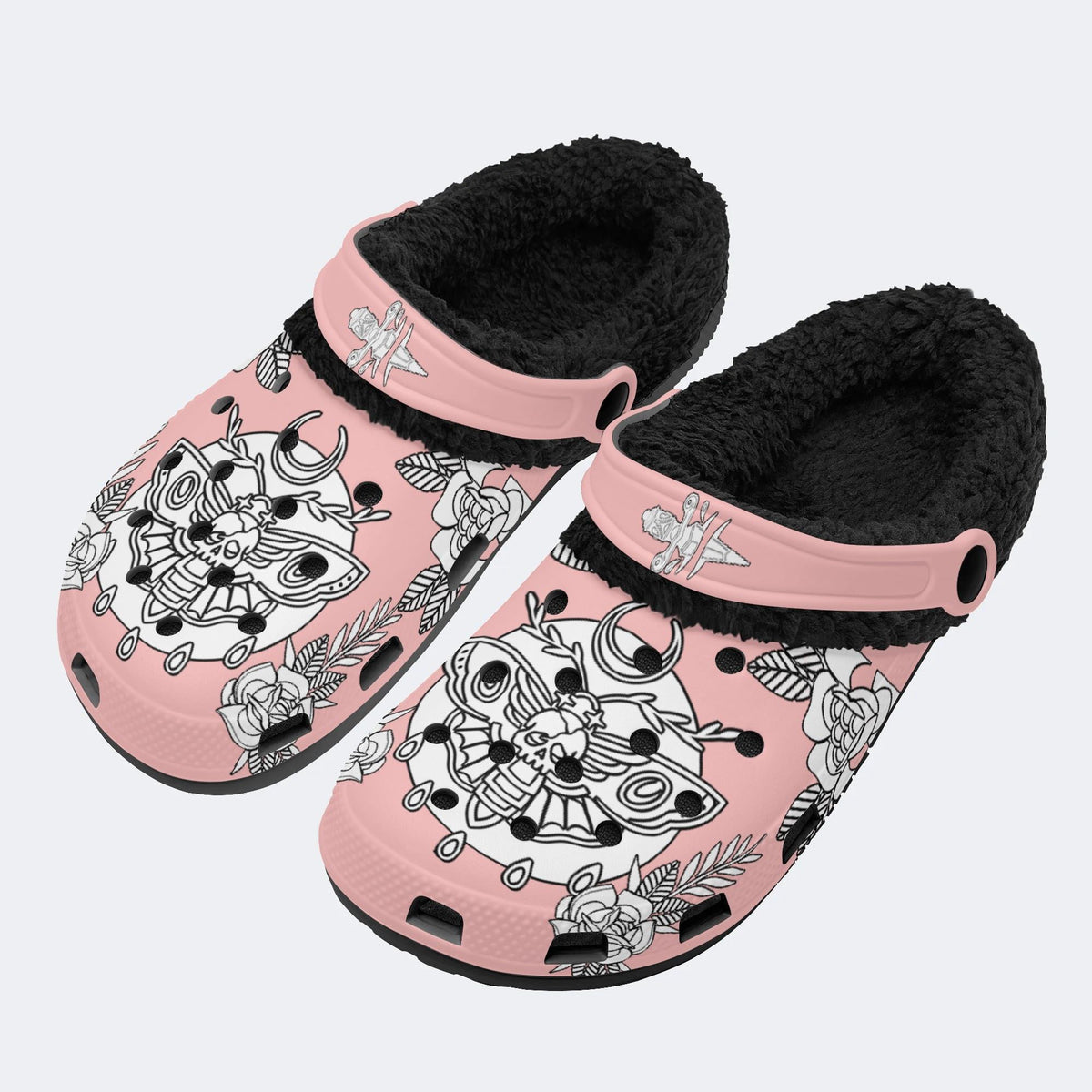 Death Moth Funny Print - Colorable Fur Lined Slippers/Sandals