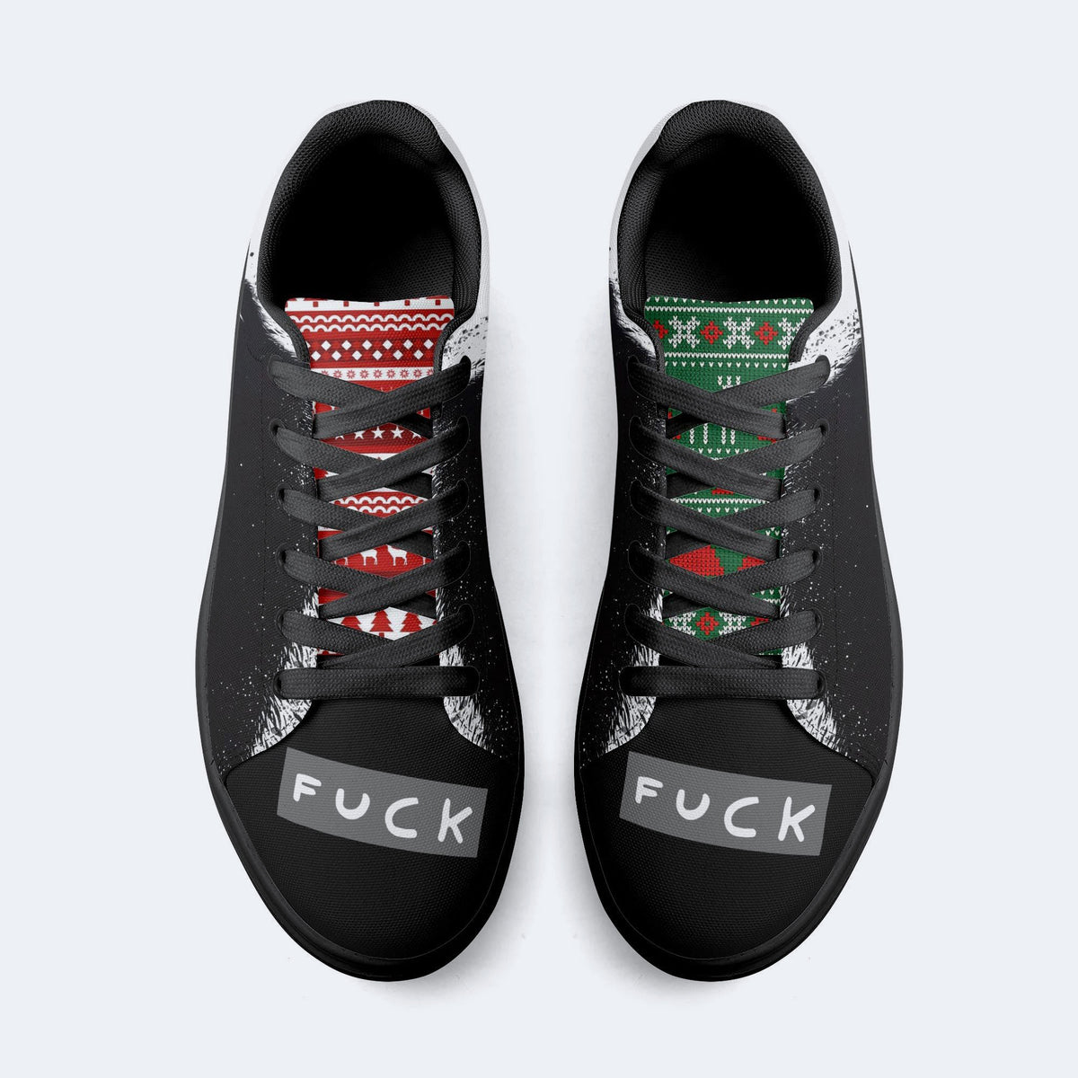 Angry Wolf Print - Skateboard Sneakers