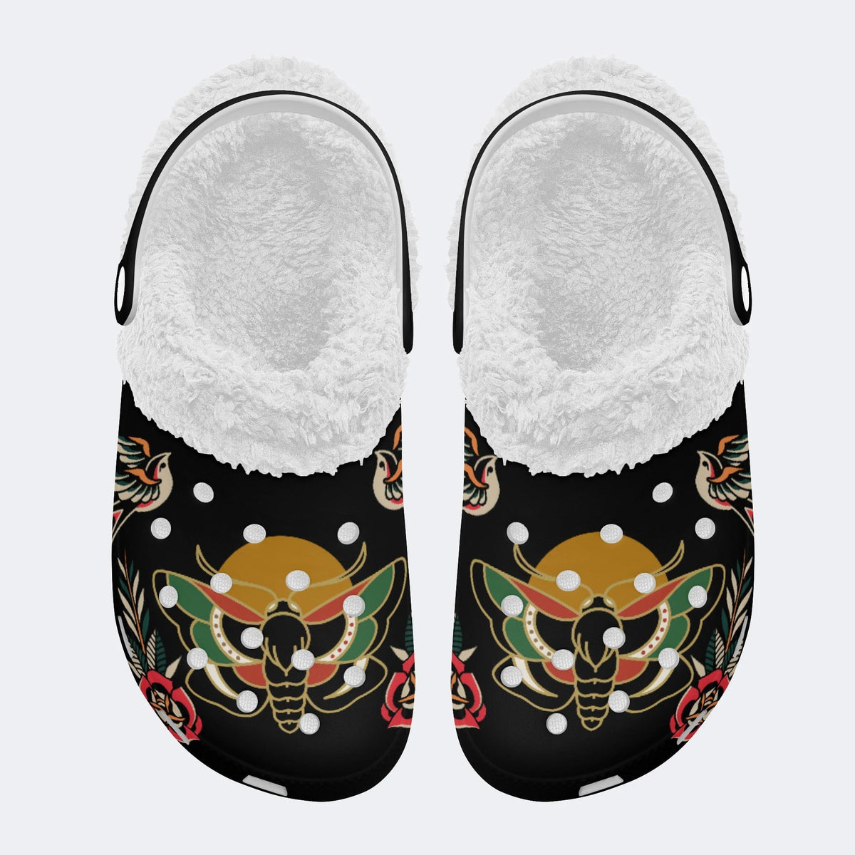 Death Moth Art Print - Fur Lined Slippers/Sandals