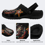 Flaming Skull Dagger Print - Fur Lined Slippers/Sandals