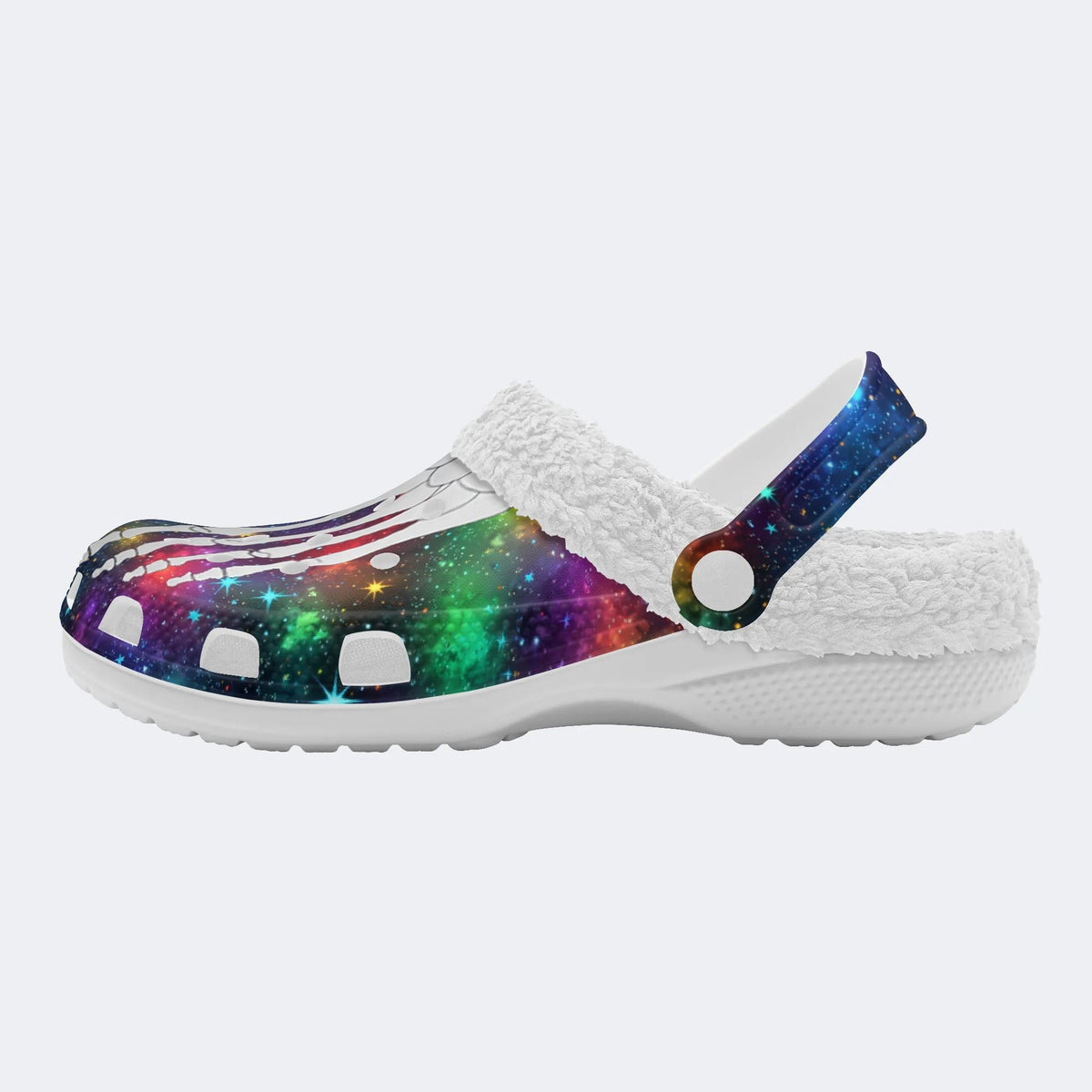 Cosmic Star Toe Bone Print - Fur Lined Slippers/Sandals