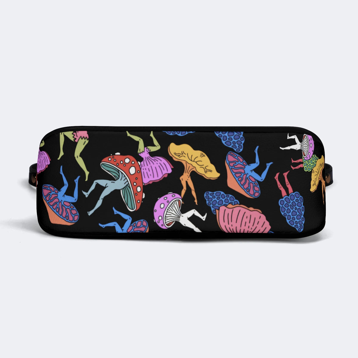 Colorful Mushroom Man Print - Leather Crossbody Bag