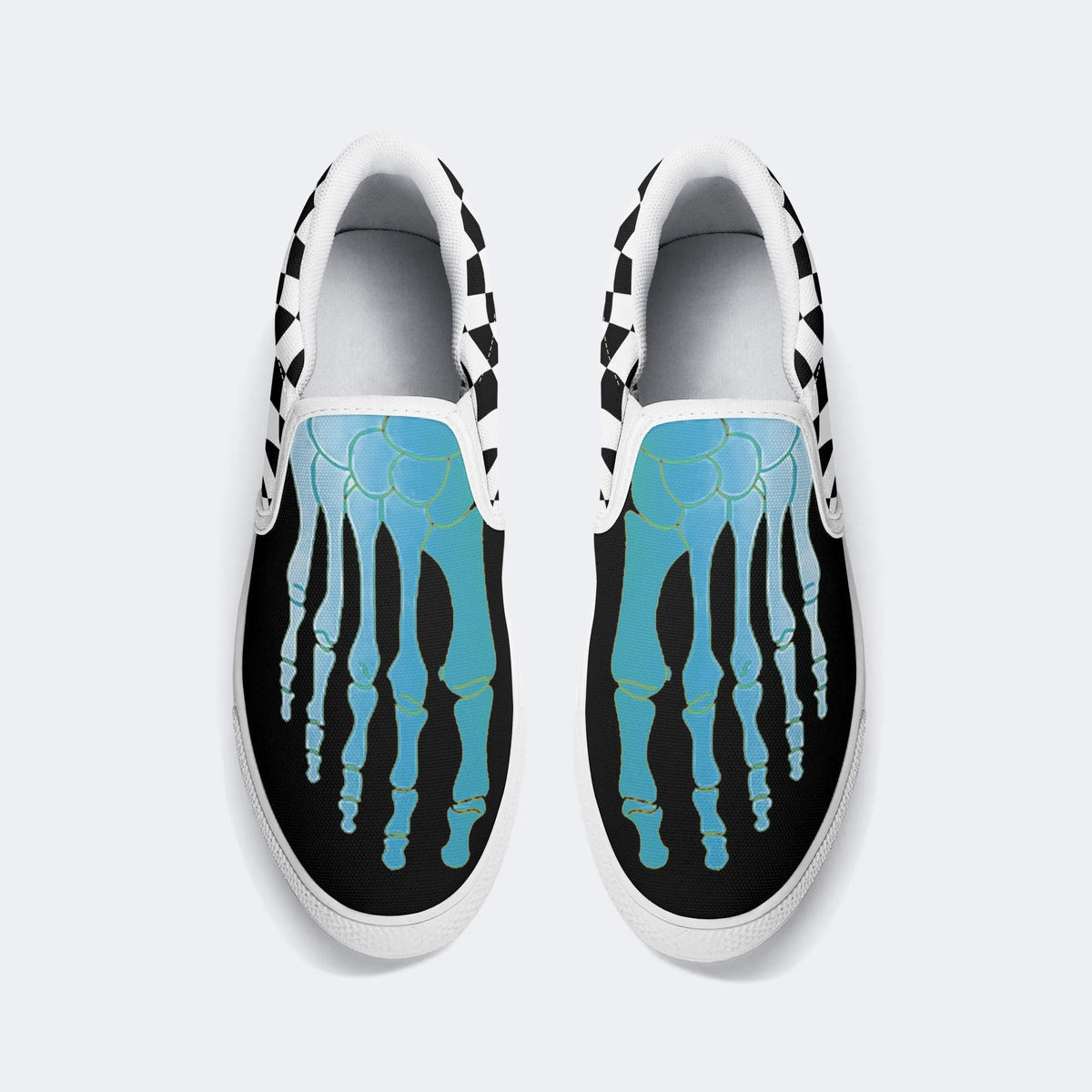 Blue Gradient Skeleton Toes Skull - Slip On Shoes