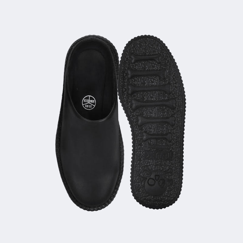Black Leather Thick-soled Slippers