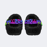 Bright Skulls&Stars Print- Fur Lined Slippers/Sandals