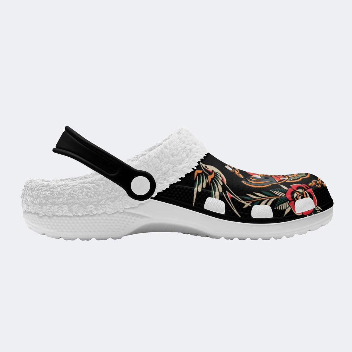 Art Death Moth Print - Fur Lined Slippers/Sandals