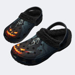 Spooky Ghostface Pumpkin - Fur Lined Slippers/Sandals