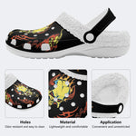 Horror Devil Print - Fur Lined Slippers/Sandals