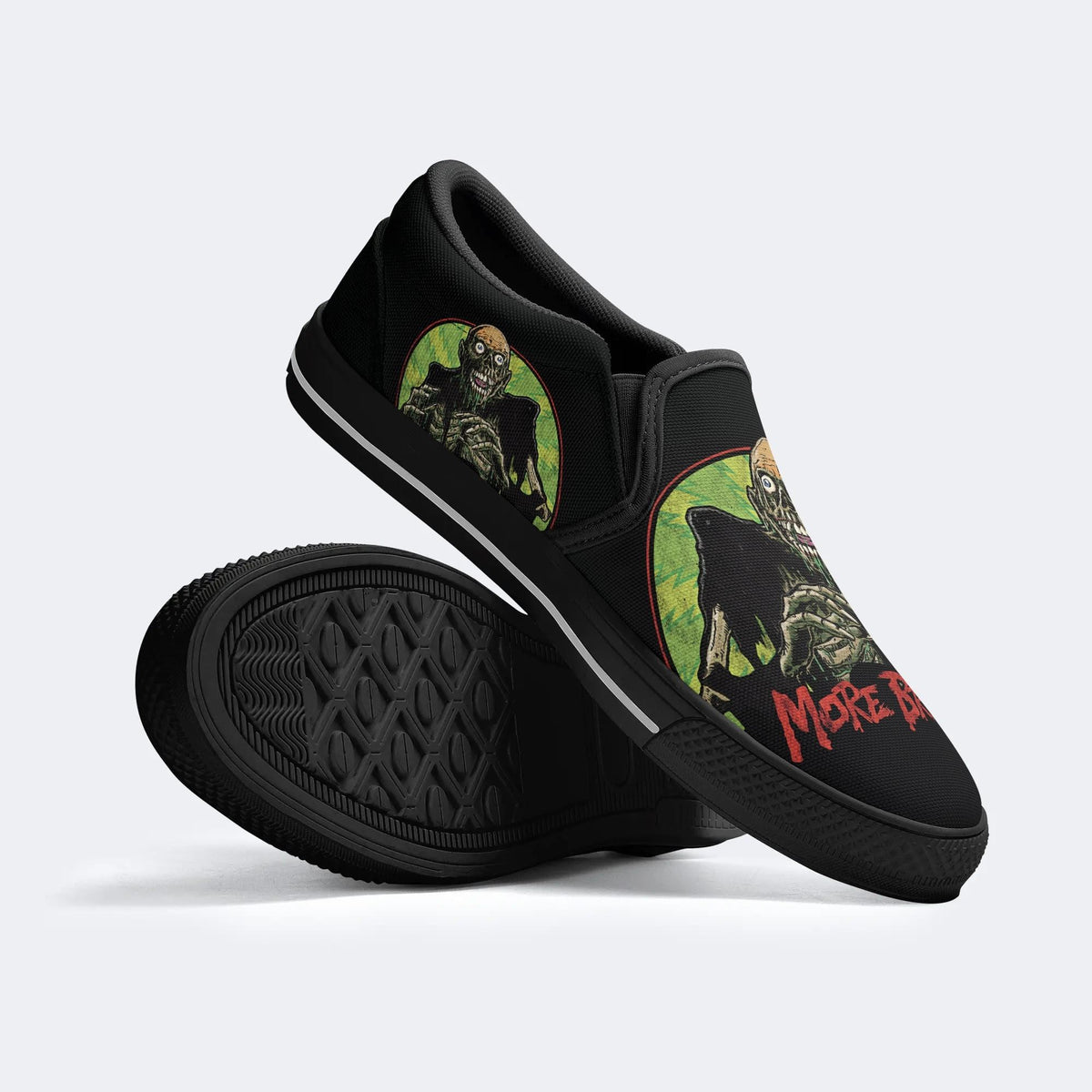 Unisex More Brains Print - Slip On Shoes