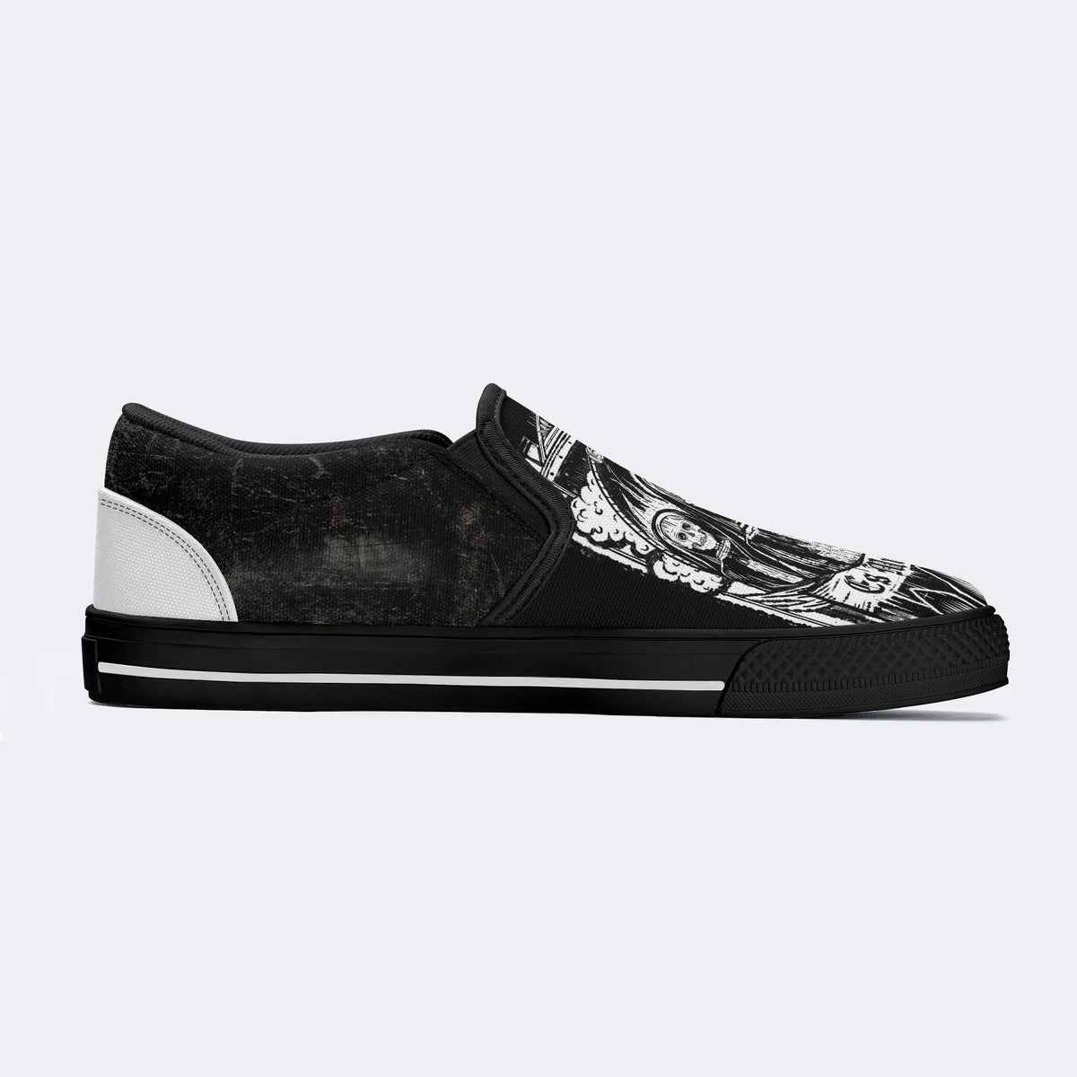 Unisex Skull Es Muss Sein Print - Slip On Shoes