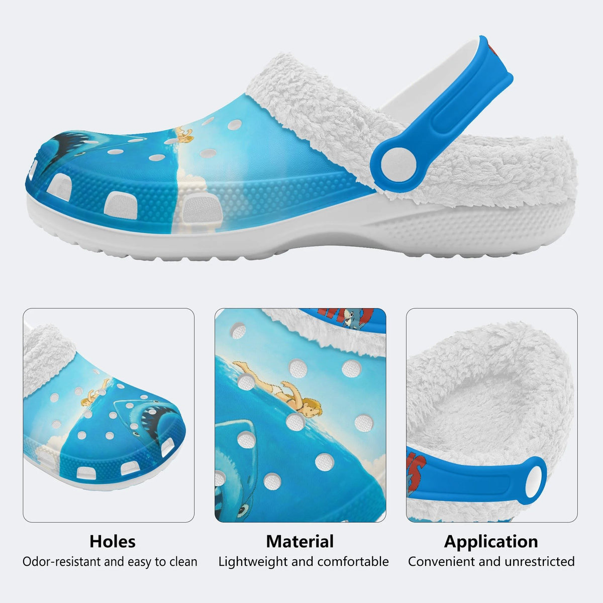 Deep Sea Shark - Fur Lined Slippers/Sandals