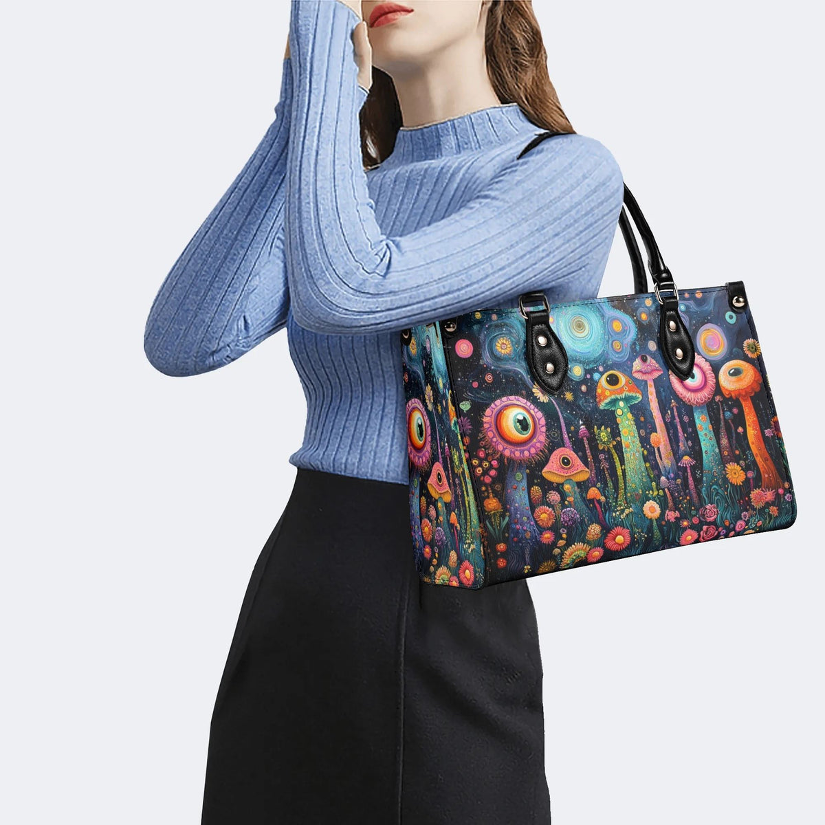 The World Of Mushrooms - Leather Handbag
